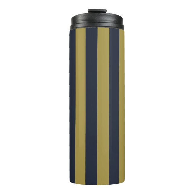 Bouteilles Isothermes Elégant Gold & Navy Blue Vertical Stripes (Devant)