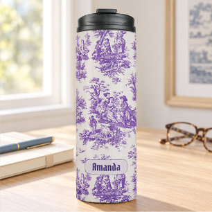 Bouteilles Isothermes Élégant monogramme vintage violet toile de jouy