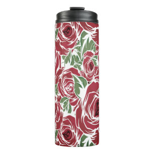 Bouteilles Isothermes Elégant Motif Rose Vintage - Rouge & Vert Floral