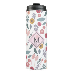 Bouteilles Isothermes Élégant Pastel Motif Floral Monogramme