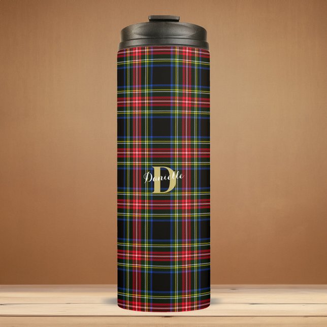 Bouteilles Isothermes Élégant tatan classique Monogramme Nom Noël (Elegant Classic Tartan Monogram Name Christmas Thermal Tumbler)