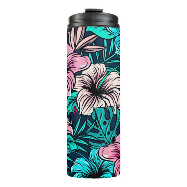 Bouteilles Isothermes Elegant Vintage Tropical Flowers and Leaves | (Devant)