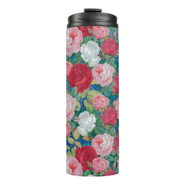 Bouteilles Isothermes Elégante aquarelle victorienne Roses rouge et rose (Devant)