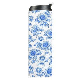 Bouteilles Isothermes Élégants Tournesols Toile du Jouy – Botanique Bleu