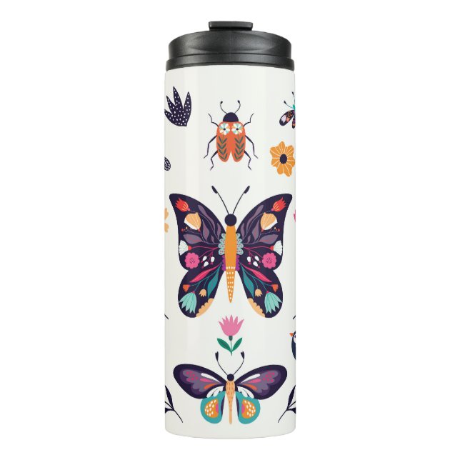 Bouteilles Isothermes Eléments de printemps Papillons Oiseaux Fleurs (Devant)