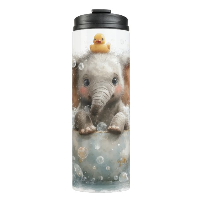 Bouteilles Isothermes Éléphant de bébé adorable dans une tasse à thé ave (Devant)