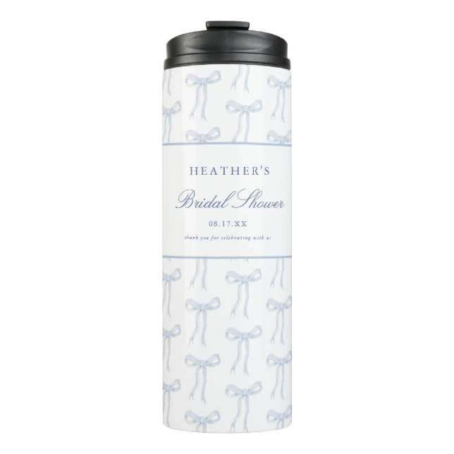 Bouteilles Isothermes Elle Attache Le Nœud Favoris De La Mariée Bleue (Devant)