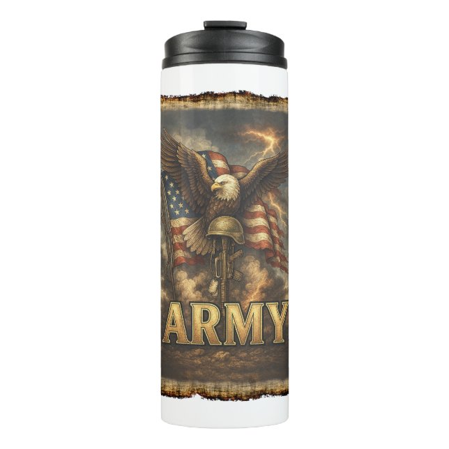 Bouteilles Isothermes Emblème de l'Armée avec Drapeau et Aigle (Devant)