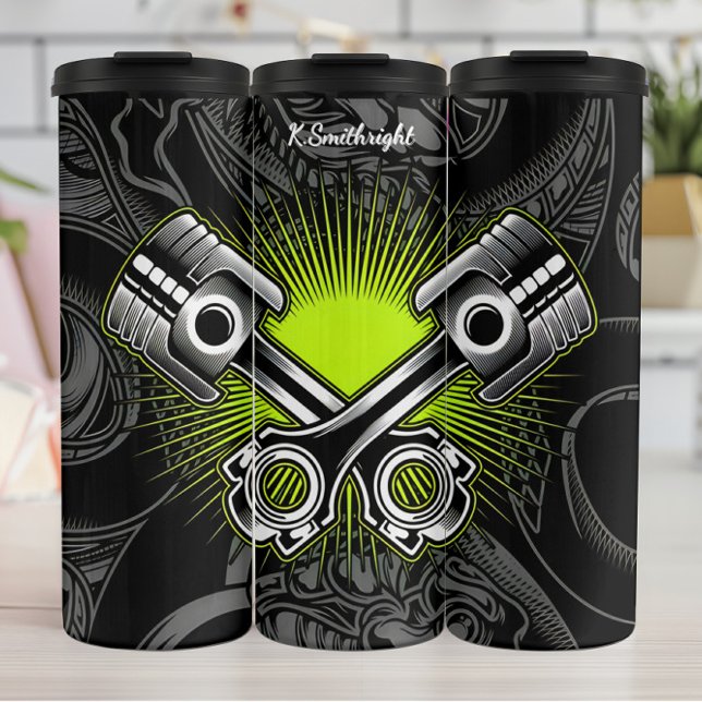 Bouteilles Isothermes Emblème de mécanique industrielle des pistons croi (Créateur téléchargé)