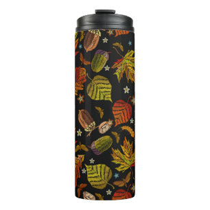 Bouteilles Isothermes Embroidery art. Autumn seamless pattern. Leaves, a
