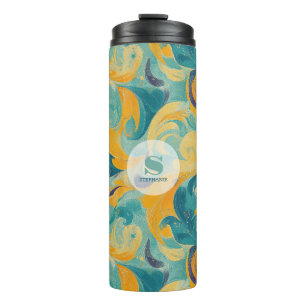 Bouteilles Isothermes Emerald Green et Gold Paisley Abstrait inspiré