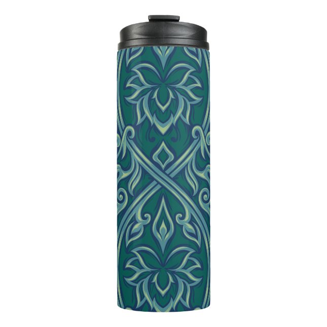 Bouteilles Isothermes Emerald Lotus Tapestry Motif - Le Lotus Blanc (Devant)