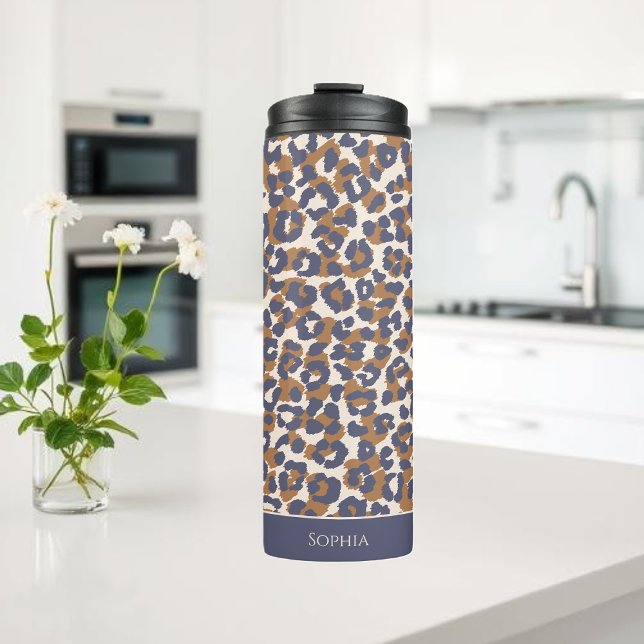 Bouteilles Isothermes Empreinte de léopard-bleu et Brown (Leopard Print-Blue and Brown- Thermal Tumbler )