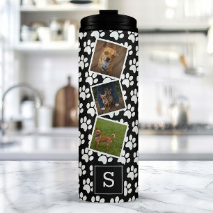 Bouteilles Isothermes Empreinte de patte Pet Photo Collage Monogramme no
