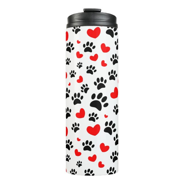 Bouteilles Isothermes Empreintes de pattes De Chiens Random Et Coeurs Ro (Devant)