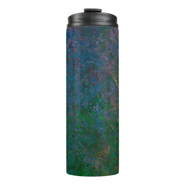 Bouteilles Isothermes Encre d'alcool vert foncé et bleu Abstrait (Devant)