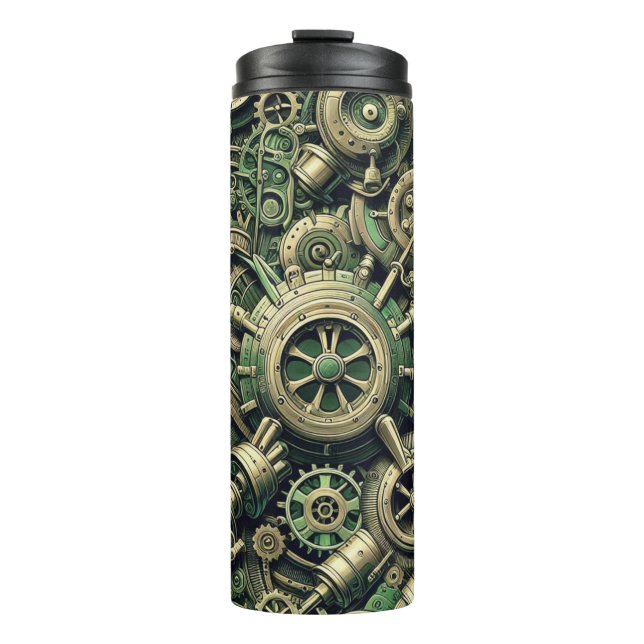 Bouteilles Isothermes Engrenages industriels verts Steampunk (Devant)