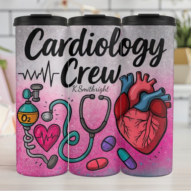 Bouteilles Isothermes Équipe de cardiologie Infirmière Conception de cœu (Créateur téléchargé)