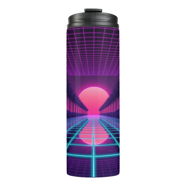 Bouteilles Isothermes Esthétique Néon Synthwave Tasses Thermiques (Devant)