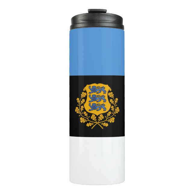 Bouteilles Isothermes Estonie Travel Mug, drapeau patriotique estonien (Devant)