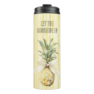 Bouteilles Isothermes Été au soleil rayures jaunes Ananas