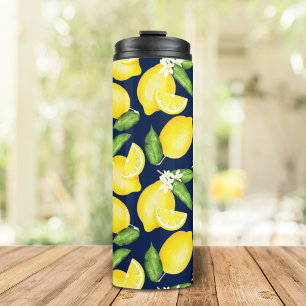 Bouteilles Isothermes Été Italien Citron Monogramme Bleu Nuit