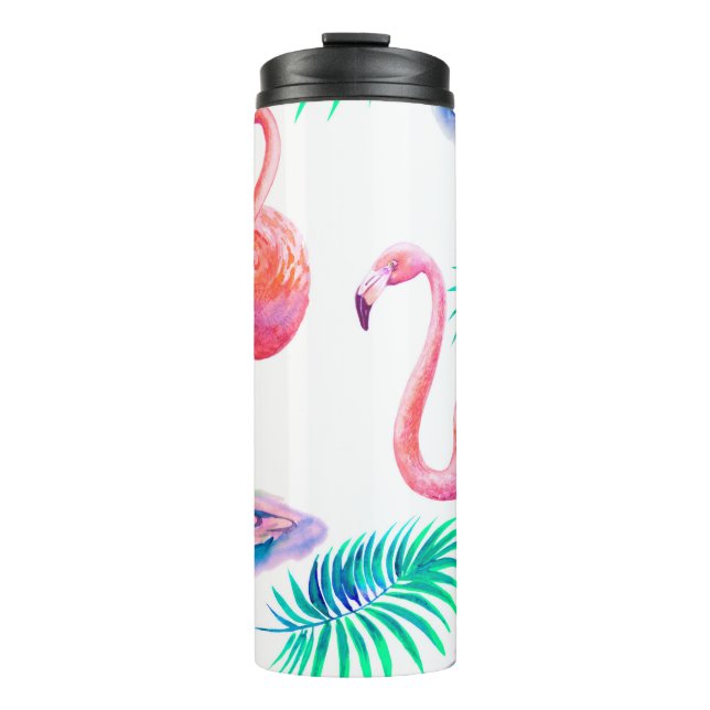 Bouteilles Isothermes Été tropical avec flamants roses feuilles de palmi (Devant)