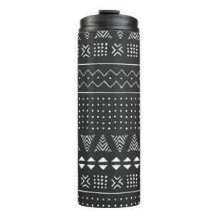 Bouteilles Isothermes Ethnie tribale : motif noir blanc.
