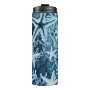 Bouteilles Isothermes Étoile de mer corail bleu motif balnéaire
