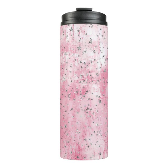 Bouteilles Isothermes Étoiles Argent Roses   (Devant)