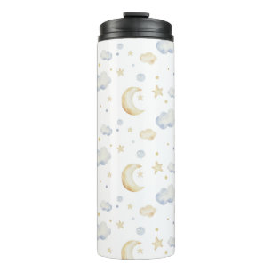 Bouteilles Isothermes Etoiles de lune d'aquarelle et Motif de nuage