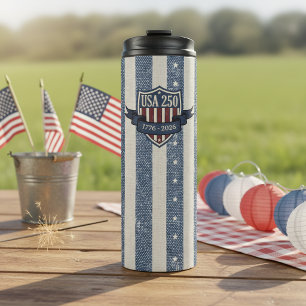 Bouteilles Isothermes Étoiles rayures Vintage Americana USA 250 ID1306
