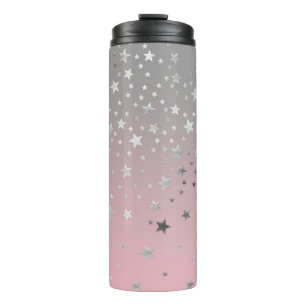 Bouteilles Isothermes Étoiles roses et grises, chic moderne élégant