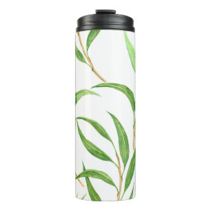 Bouteilles Isothermes Eucalyptus motif aquarelle sur blanc