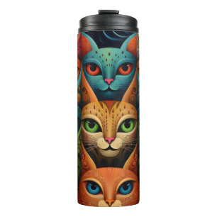 Bouteilles Isothermes Famille de chats colorés Artsy 2 en mode selfie