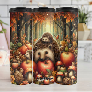 Bouteilles Isothermes Famille de Hérisson dans une forêt d'automne