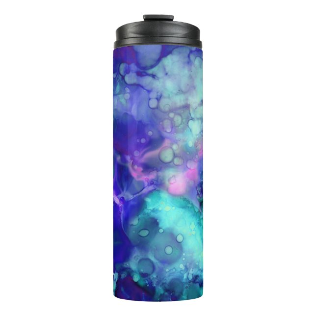 Bouteilles Isothermes fantaisie aquarelle bleue : (Devant)