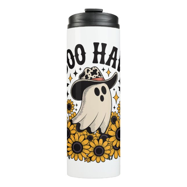 Bouteilles Isothermes Fantôme de vache occidentale d'Halloween Boo Haw (Devant)