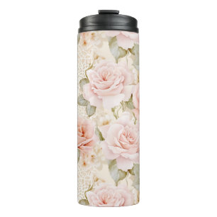 Bouteilles Isothermes Fard à joues couleur rose floral mariage de mariag