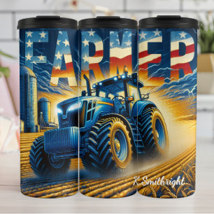 Bouteilles Isothermes Farmer Tractor American Flag Field