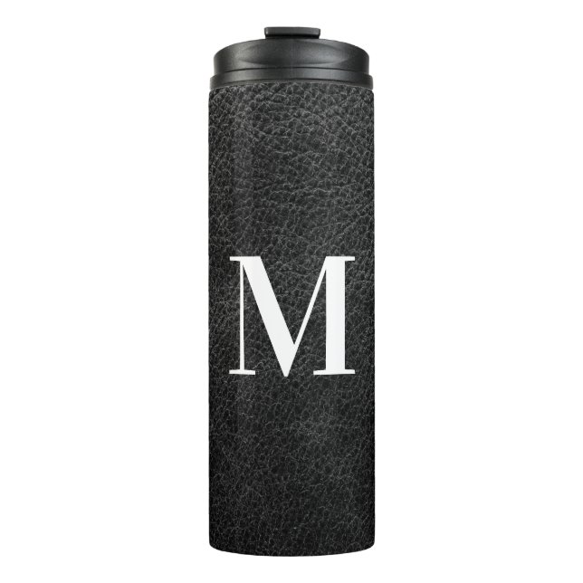 Bouteilles Isothermes Fausse Peau de Cuir Moderne Monogramme (Devant)