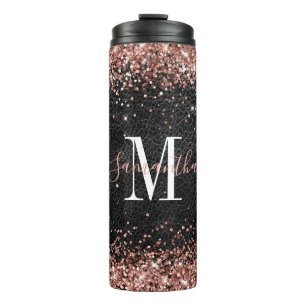 Bouteilles Isothermes Faux cuir rose gold pailleté Monogram en cuir noir