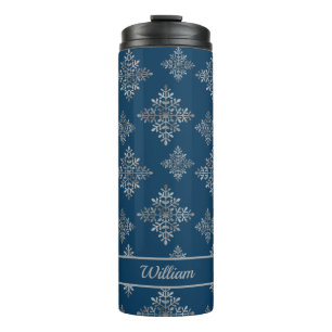 Bouteilles Isothermes Faux flocons de neige en feuille grise sur fond bl