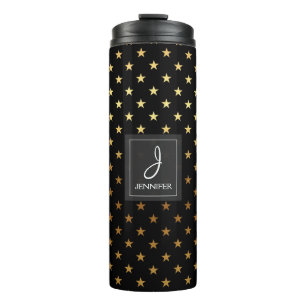Bouteilles Isothermes Faux Gold Foil et Black Star Motif Monogramme