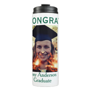 Bouteilles Isothermes Félicitations diplômé vert or année 20XX nom simpl