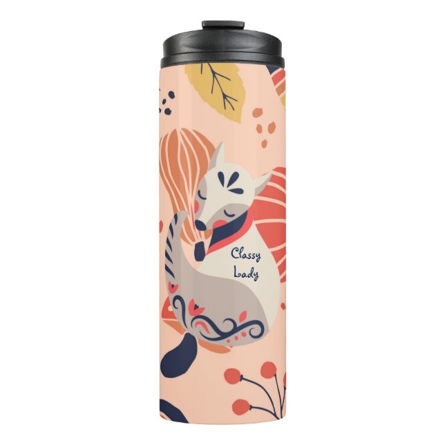 Bouteilles Isothermes Femme Enseignant Cadeau CLASSY LADY Hygge Fox (Devant)