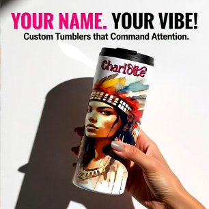 Bouteilles Isothermes Femme indigène frappante : Sepia Watercolor Warbon