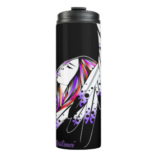 Bouteilles Isothermes Femme native de tumeur thermique plumes noir viole