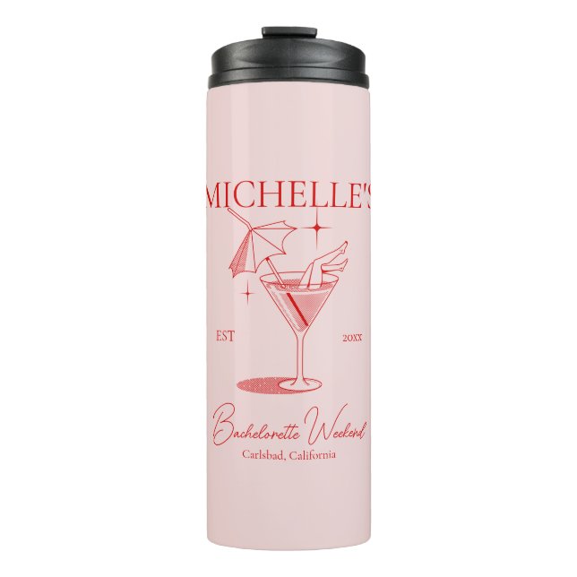 Bouteilles Isothermes Fête de Filles de Cocktail Rétro pour une Future M (Devant)