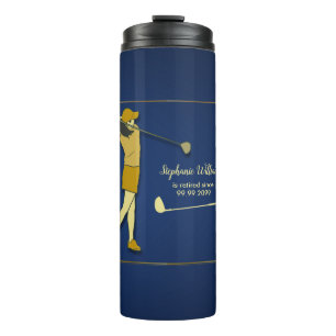 Bouteilles Isothermes Fête de golf de retraite Classique Bleu Femme Doré